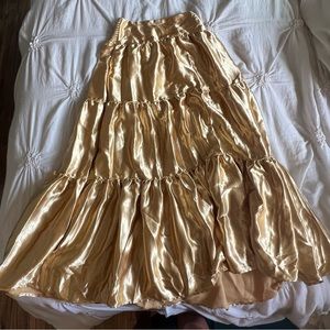 Free People Moonbeam Tiered Skirt Gold